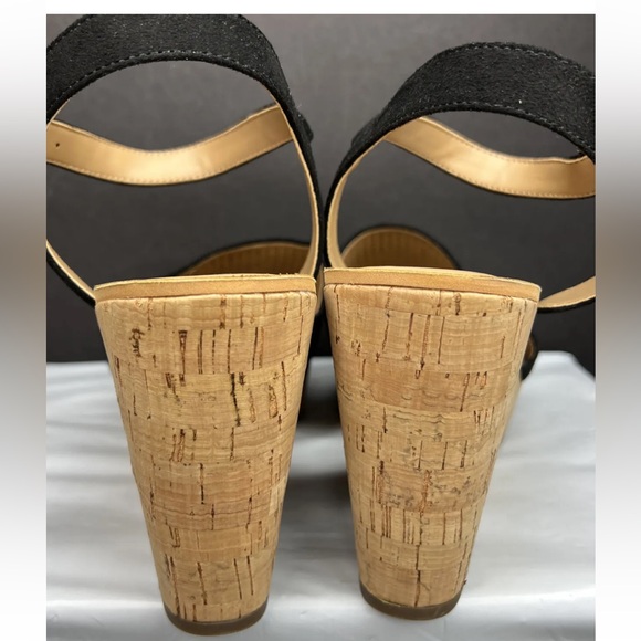 Franco Sarto Carissa Perforated Cork Wedge Sandals Black Size 11M Barely worn! - Picture 6 of 12